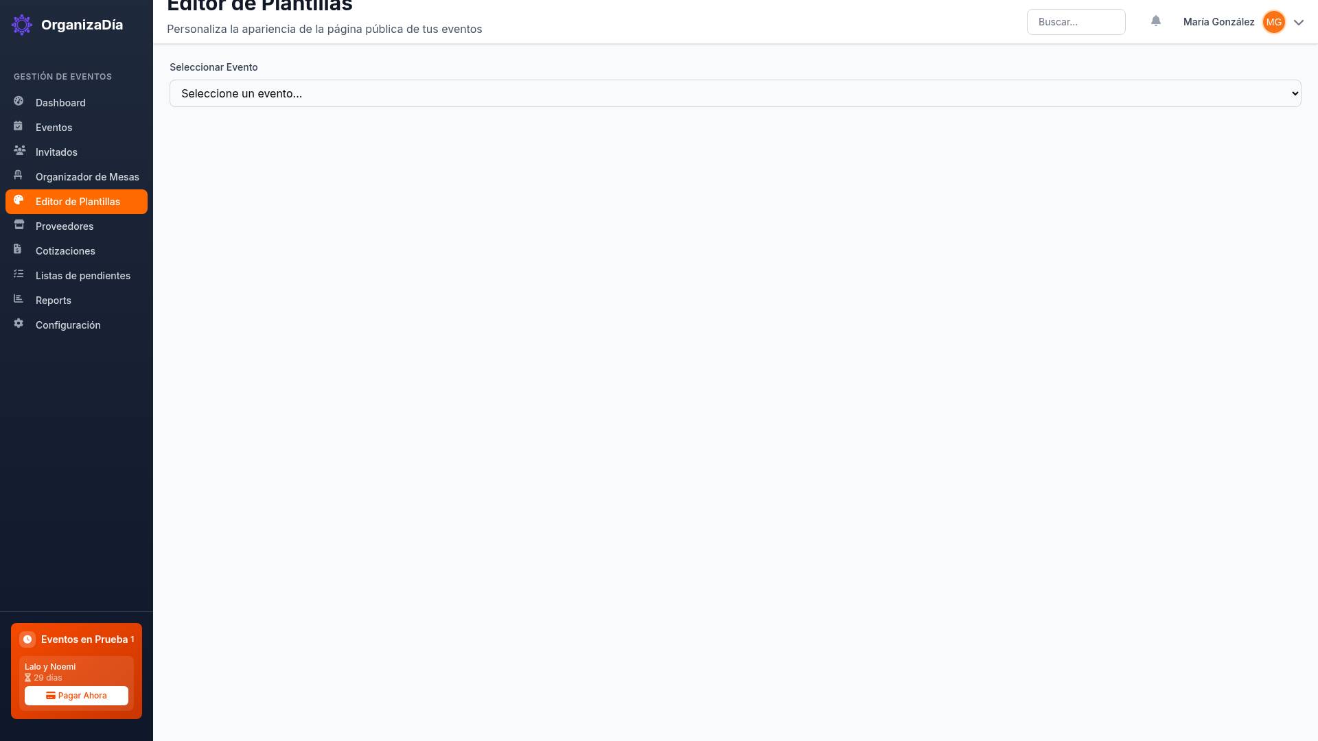 Captura de pantalla: Editor de Plantillas